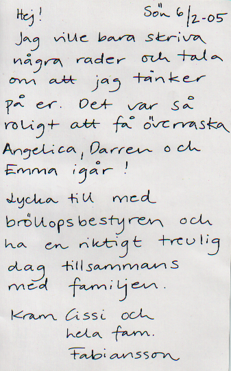 Från Cissi och familj